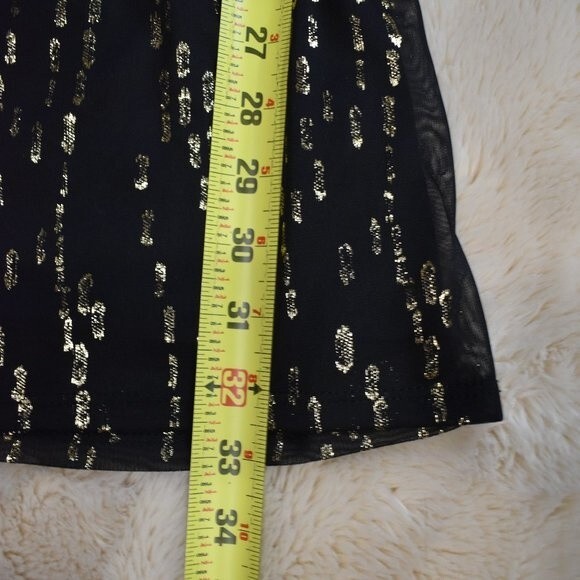 Jessica Simpson Dress Size Small Black Gold Short Sleeve - Picture 8 of 14